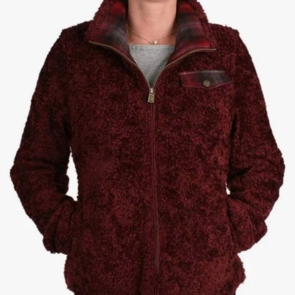 PENDLETON | Maroon Plaid Full Zip Soft Sherpa Fuzzy
Jacket Women's | Size Medium